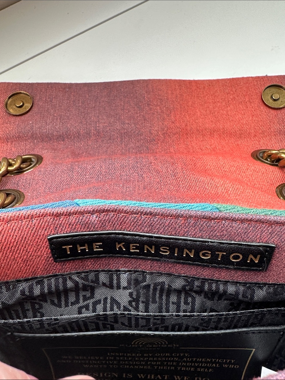 Stunning Kurt Geiger Kensington handbag in multi color denim. - Picture 7 of 13